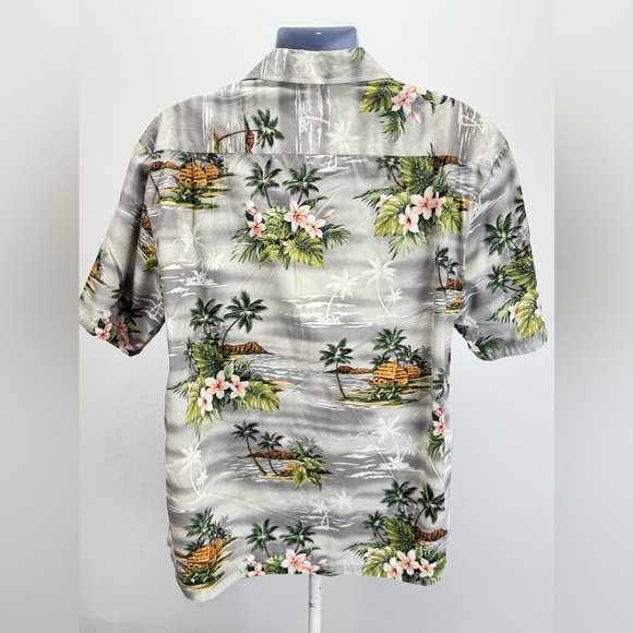 BLUE HAWAII Gray Tropical Print short sleeve button down shirt size XXL. - Picture 5 of 11
